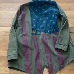 BDG urban outfitters army green  women’s light weight coat with flag on back
